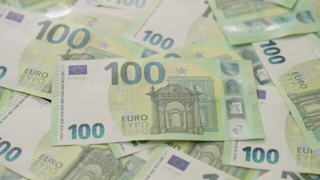 Closeup slide background of 100 euro bills