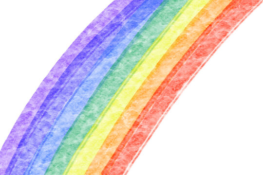 Hand drawing rainbow line for graphic design and web decoration. Water color style rainbow on white background.