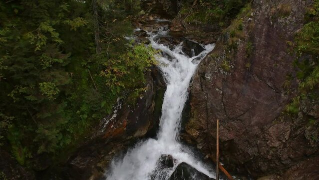 Waterfall in the mountains, force of nature, Tatra Mountains, Wodogrzmoty Mickiewicza
