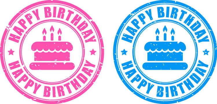 Happy birthday vector stamps set