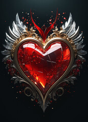 Creativity crystal heart with golden crown happy Valentine's day wallpaper