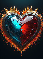 Creativity crystal heart with golden crown happy Valentine's day wallpaper