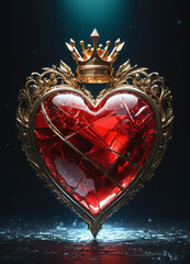 Creativity crystal heart with golden crown happy Valentine's day wallpaper