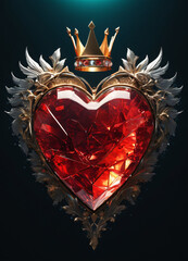 Creativity crystal heart with golden crown happy Valentine's day wallpaper