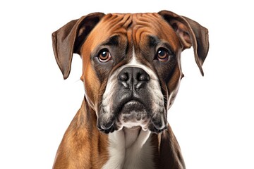 Boxer cute dog isolated on white background