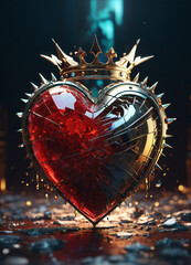 Creativity crystal heart with golden crown happy Valentine's day wallpaper