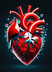 Creativity crystal heart with golden crown happy Valentine's day wallpaper