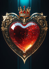 Creativity crystal heart with golden crown happy Valentine's day wallpaper