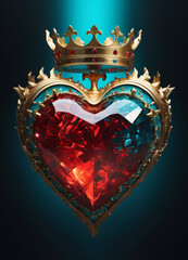 Creativity crystal heart with golden crown happy Valentine's day wallpaper