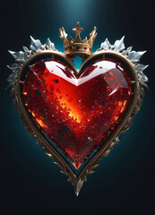 Creativity crystal heart with golden crown happy Valentine's day wallpaper