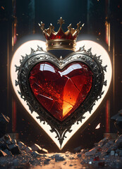 Creativity crystal heart with golden crown happy Valentine's day wallpaper