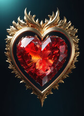 Creativity crystal heart with golden crown happy Valentine's day wallpaper