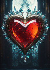 Creativity crystal heart with golden crown happy Valentine's day wallpaper