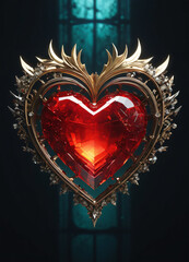 Creativity crystal heart with golden crown happy Valentine's day wallpaper