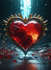 Creativity crystal heart with golden crown happy Valentine's day wallpaper