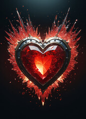 Creativity crystal heart with golden crown happy Valentine's day wallpaper