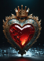 Creativity crystal heart with golden crown happy Valentine's day wallpaper