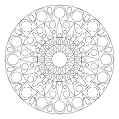 Circular mandala pattern . Decorative ornament in ethnic oriental style. Coloring book page