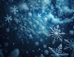 Fototapeta na wymiar Snowflakes on blue background. Christmas and New Year concept.