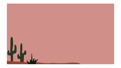 Desert canyon with Cactuses. landscape desert mountains silhouette minimalist art, Vector nature horizontal background vector