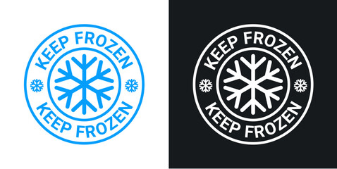 Keep frozen vector logo illustration. Frozen product label badge pictogram. Winter frozen food symbol sticker packaging. - obrazy, fototapety, plakaty
