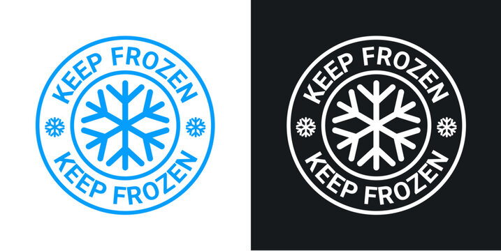 Keep Frozen Vector Logo Illustration. Frozen Product Label Badge Pictogram. Winter Frozen Food Symbol Sticker Packaging.