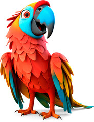 Obraz premium cartoon 3d model of a parrot, smile and friendliness