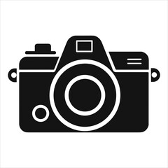  Dslr black camera on white background