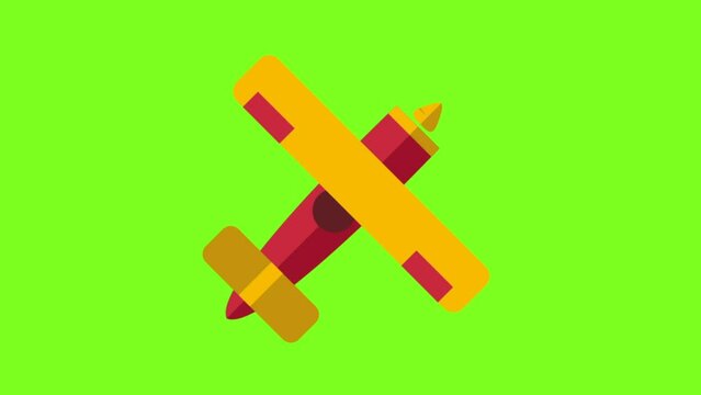 Animated 3D Plane Icon Loop Modules with Alpha Matte. Animation on green Background