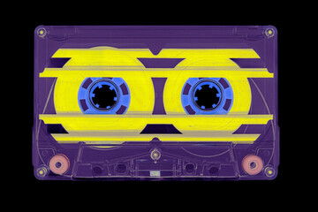 used vintage audio tape cassette isolated, a symbol of 80s, 90s period