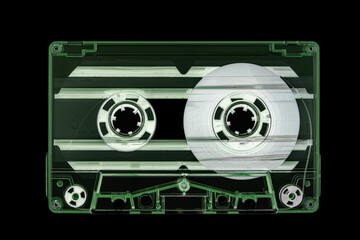 used vintage audio tape cassette isolated, a symbol of 80s, 90s period