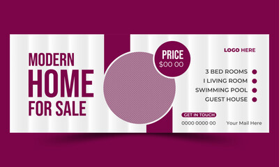 Modern abstract flat corporate real estate construction Facebook cover, banner, social media post, timeline cover and web banner template design