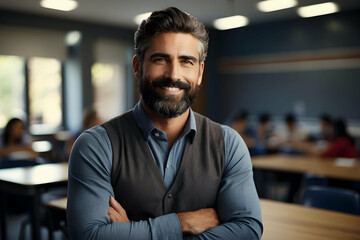 Obraz premium portrait of male teacher in classroom