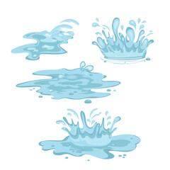 Fototapeta na wymiar Splashes of water, puddle, drops. Vector set.