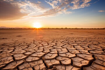 Nature's Cry: Striking Image of Drought-Ridden Landscape and Cracked Dry Soil
