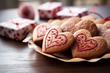 Heart-Shaped Valentine's Day Cookies in a Cozy Kitchen