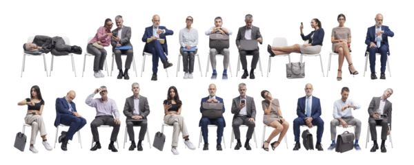 People sitting on a chair and waiting