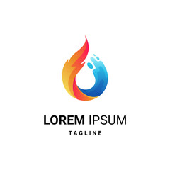 Oil and Gas Logo Concept. Fire and Water element symbols in 3D color gradient logo design