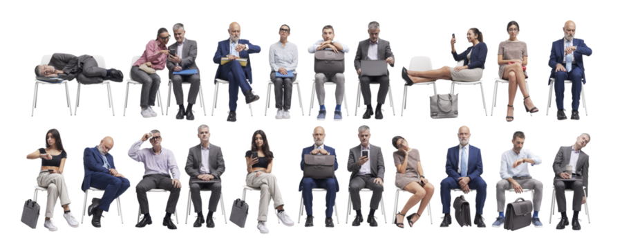People sitting on a chair and waiting