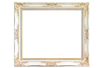 Luxury white magnificent wood frame in Louis XVI style. France 19TH Century,isolated on white background with clipping path, Picture, home interior and decor