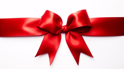 Fototapeta premium Realistic red Ribbon bow band isolated on white, Christmas and New year gift and promotion offering concept for advertising.
