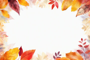 Naklejka na ściany i meble Autumn frame of leaves transparent/white high resolution wallpaper. ai generated.