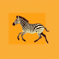 Fototapeta na wymiar A minimalist drawing of a lively zebra galloping 
