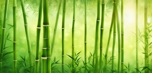 Young bamboo sprouts background. Generative AI.