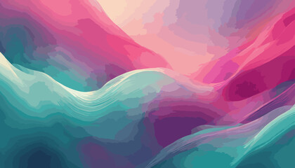 Noisy abstract backdrop showcasing a vibrant color gradient with lively shades, including energetic teal, vivid pink, and dynamic lavender. - obrazy, fototapety, plakaty