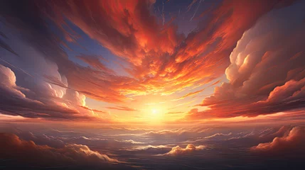Fotobehang Amazing sunset sky and clouds. Generative AI © Nhan