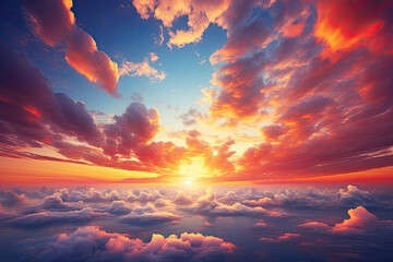 Amazing sunset sky and clouds. Generative AI - obrazy, fototapety, plakaty