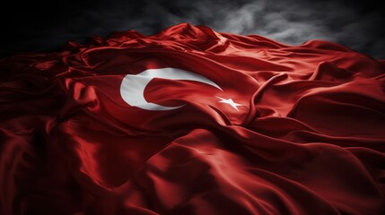 Türkische Flagge Detailansicht mit starker Textur.