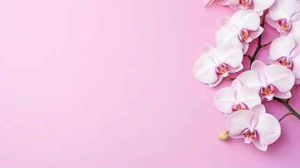 Orchid isolated on pink background with copy space