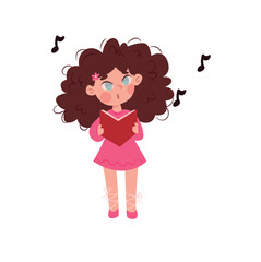 girl sings. children vector illustration.